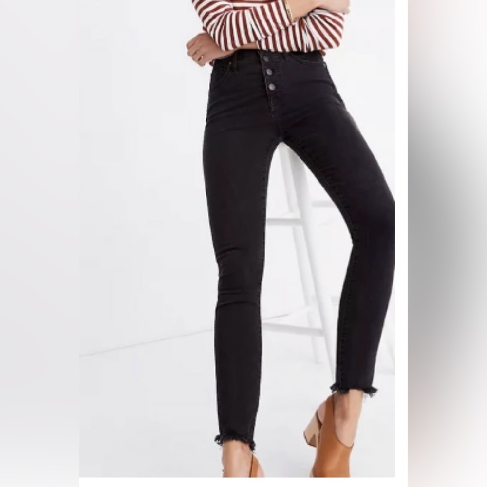 Madewell 9” High Rise Skinny Jean black button fly size 28